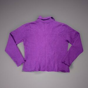 Bandolino Embroidered Boho Floral Knit Purple Cardigan Women’s Large